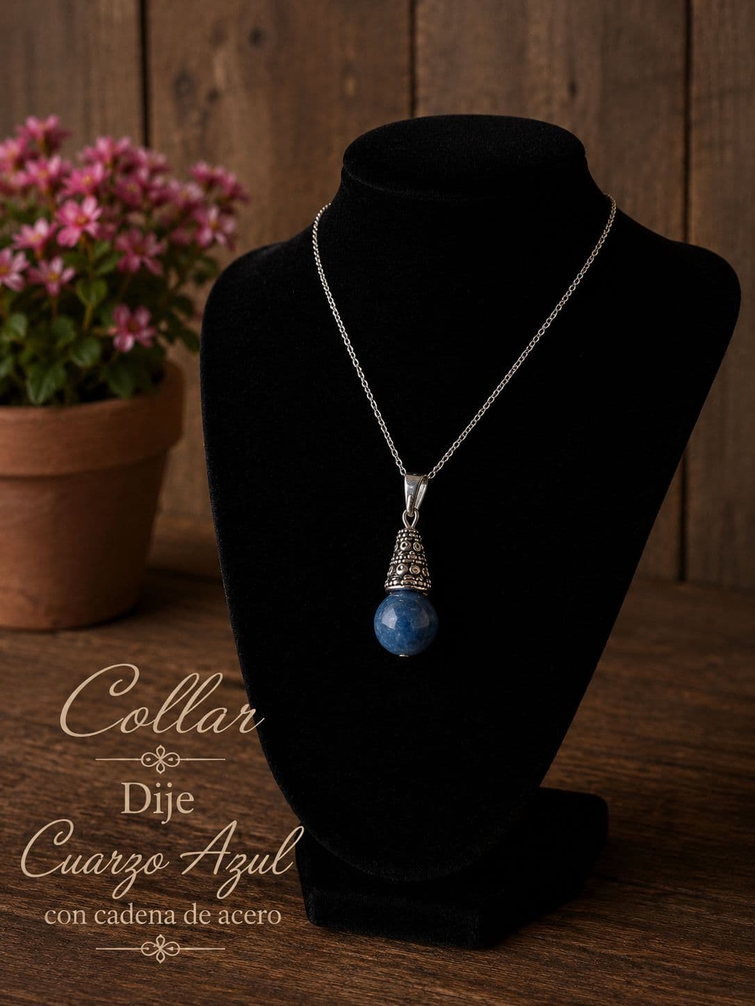 Collares con piedras naturales originales engarzadas con cadena de acero inoxidable