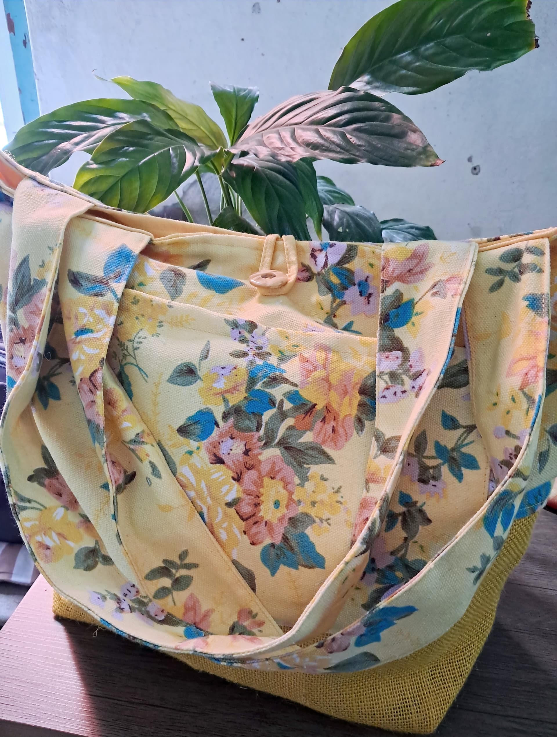 Bolso de arpillera y lona