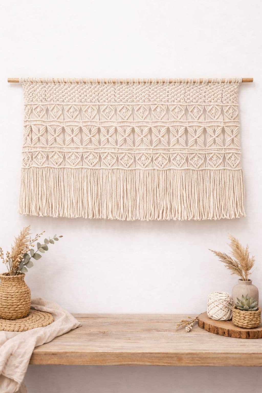 Tapiz colgante en macramé