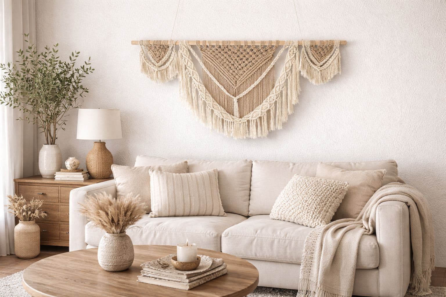 Tapiz colgante en macramé